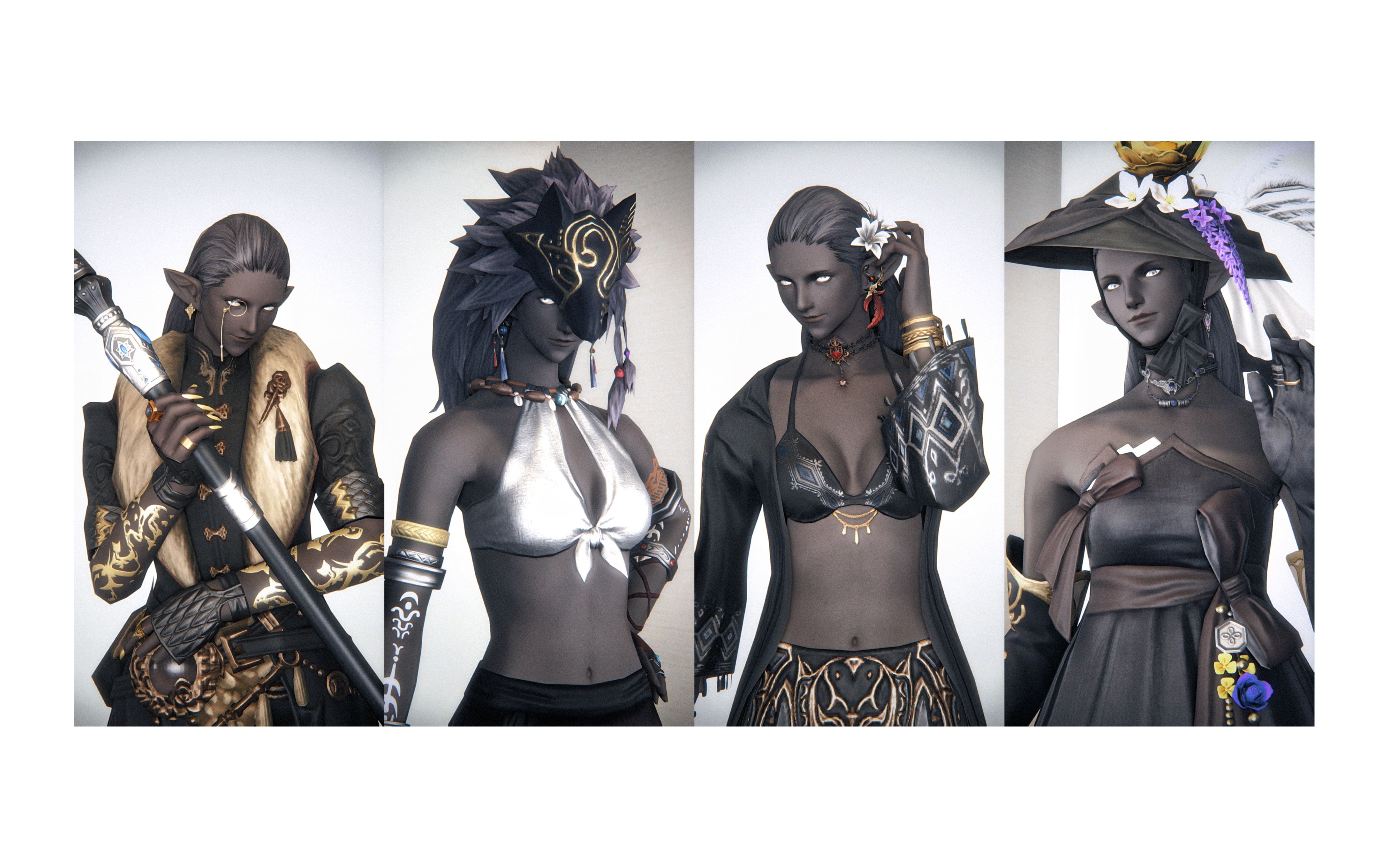 【ff14/女精/幻化】针对最深中性色黑皮女精的穿搭分享(含奶妈/法系