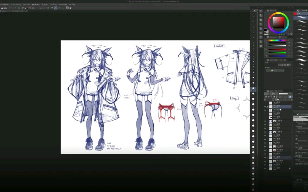 2020年后期罪恶王冠插画师redjuice原画作画过程