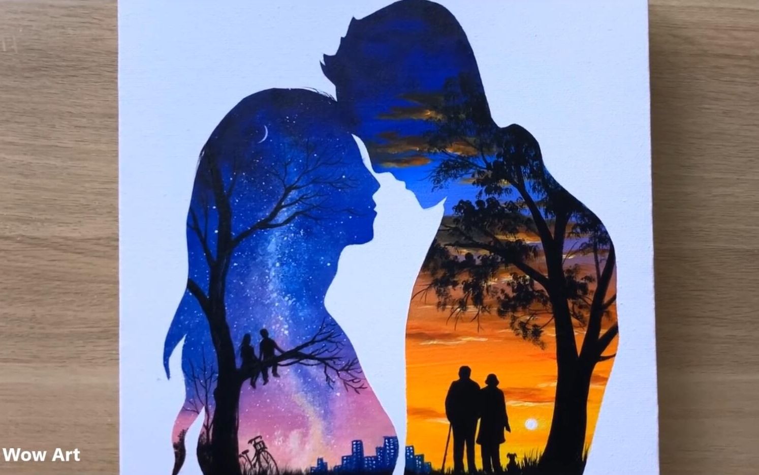 【丙烯画】【wow art】【中字】剪影画-现在和永远-日常挑战167(已