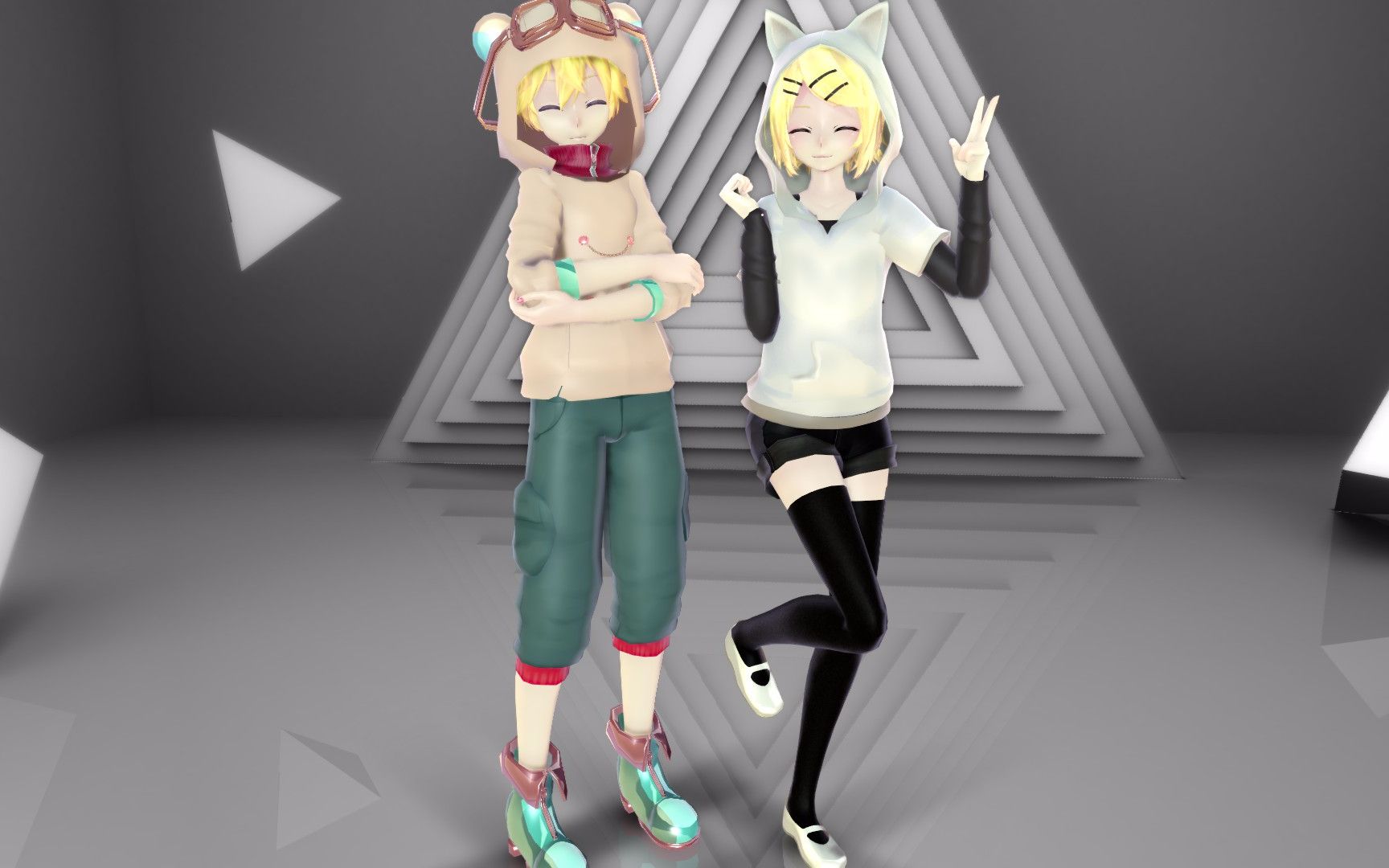 【MMD】小熊len(嗷唔~)&小喵rin(喵喵喵?)ELECT哔哩哔哩bilibili