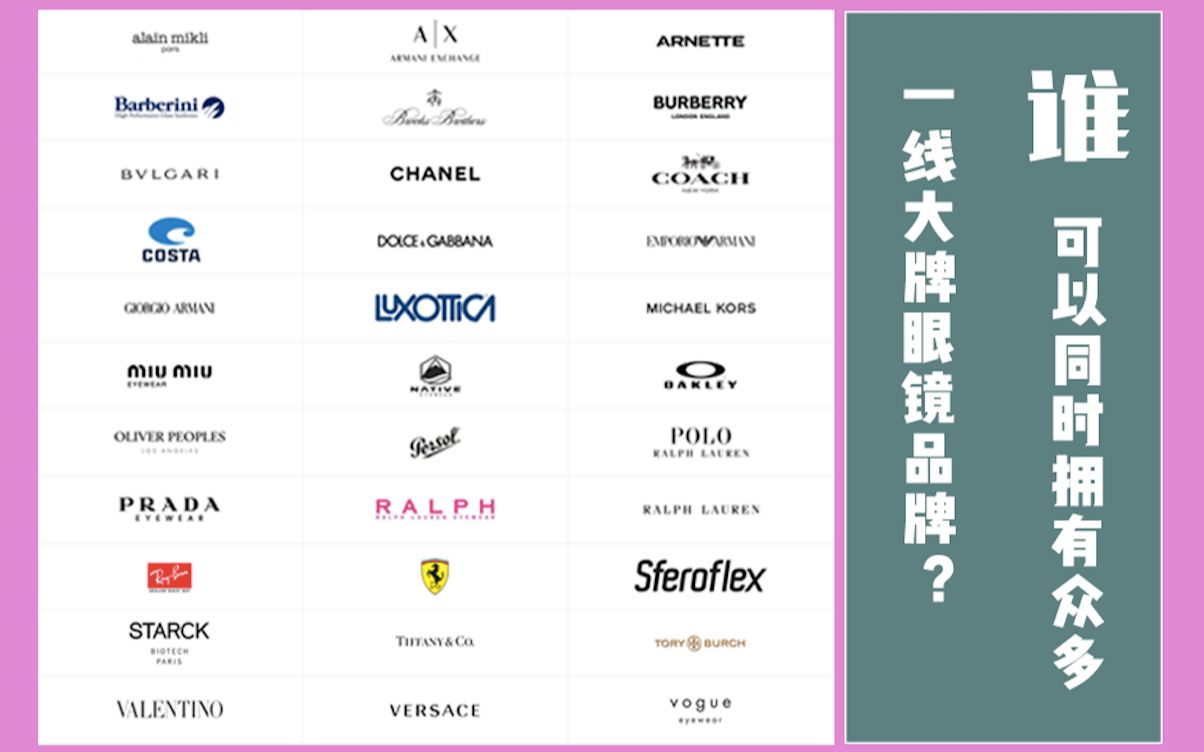 【一线大牌沦为工具人】普拉达、香奈儿、D&G、阿玛尼、提夫尼、巴宝莉、宝格丽、 蔻驰、范思哲、奥克利、雷朋等30多个一线品牌眼镜竟是一家公司拥...