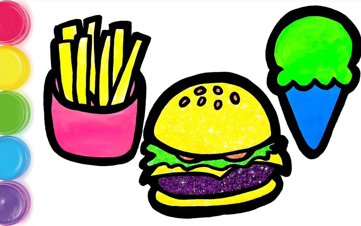 小星星简笔画:美味的汉堡薯条套餐