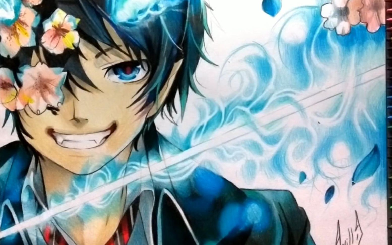 【彩铅手绘】奥村燐同人绘画(青之驱魔师)_哔哩哔哩_bilibili