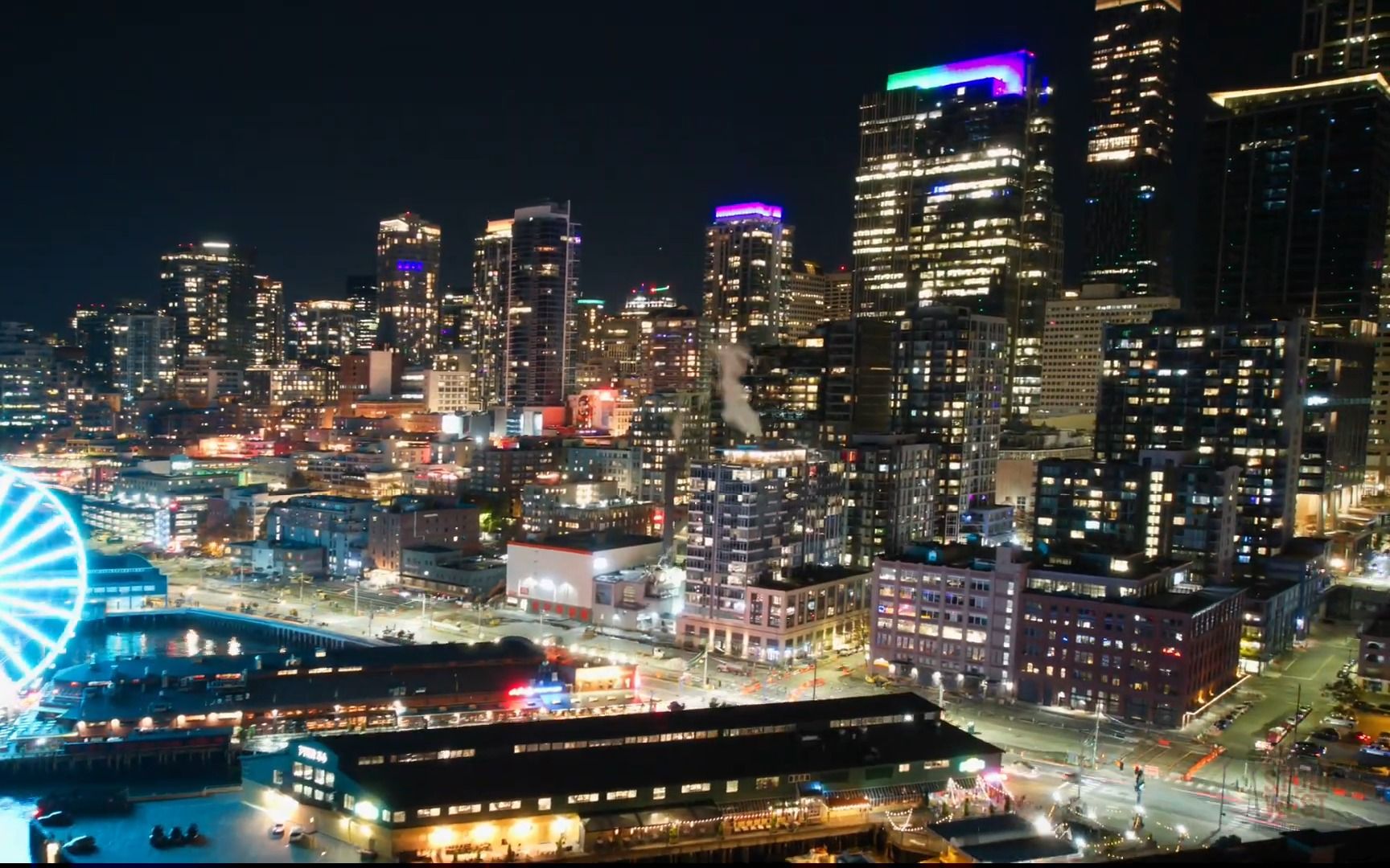 西雅图城市天际线夜景灯光