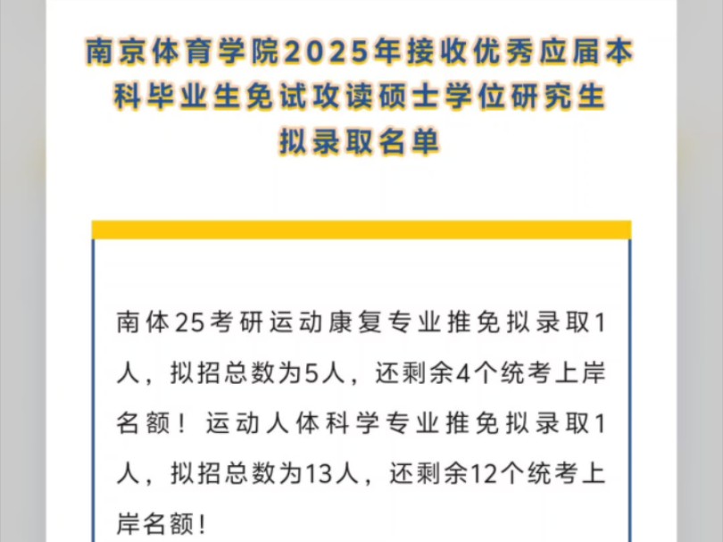 南体25考研推免拟录取名单已出!运康剩余拟招名额4个!运人剩余拟招名额12个!哔哩哔哩bilibili