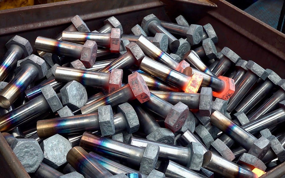 有趣的大型螺栓和六角螺母批量生产过程,韩国金属紧固件工厂