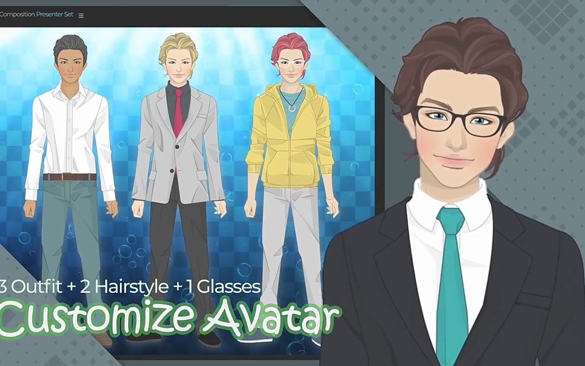 ae模板-mg卡通职业女性主持人角色解说介绍动画