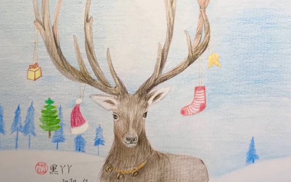 【彩铅】手绘驯鹿_哔哩哔哩 (゜-゜)つロ 干杯~-bilibili