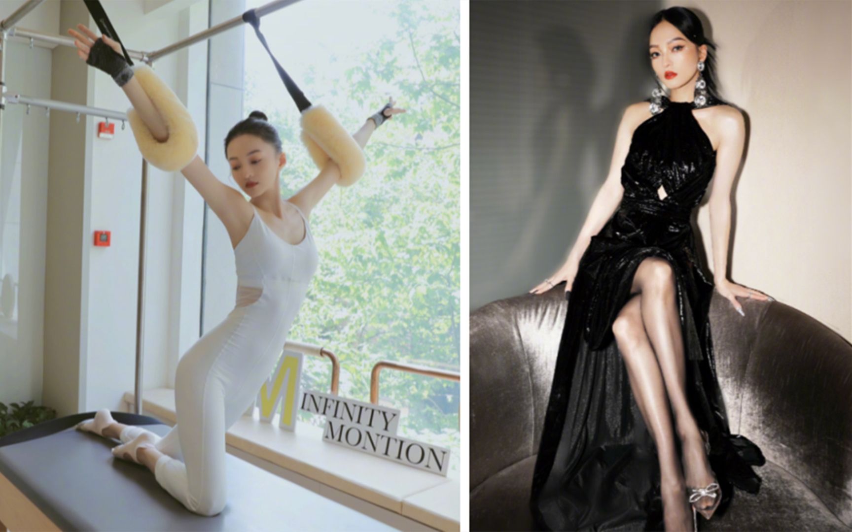 39岁张韶涵练高难度瑜伽,悬挂空中和挑战一字马,曲线凹凸没赘肉_哔哩