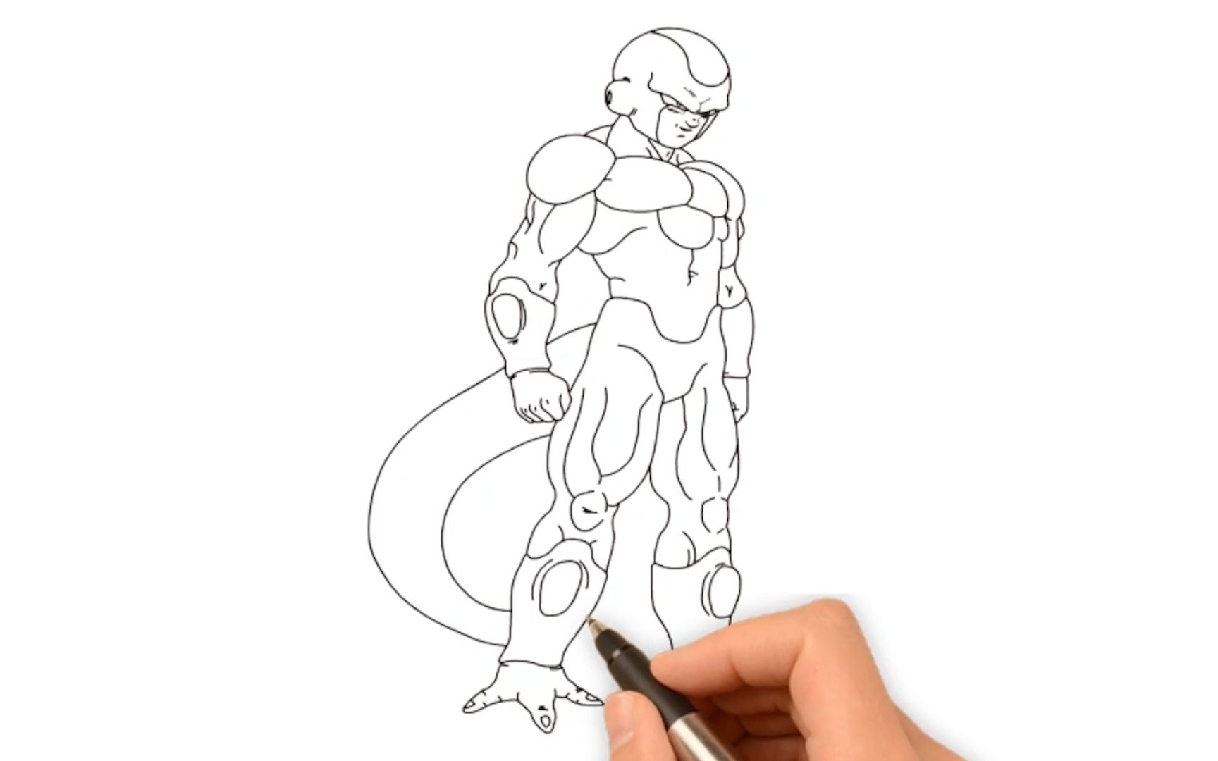 龙珠手绘弗利萨大王的黄金状态堪比超蓝真帅动漫绘画