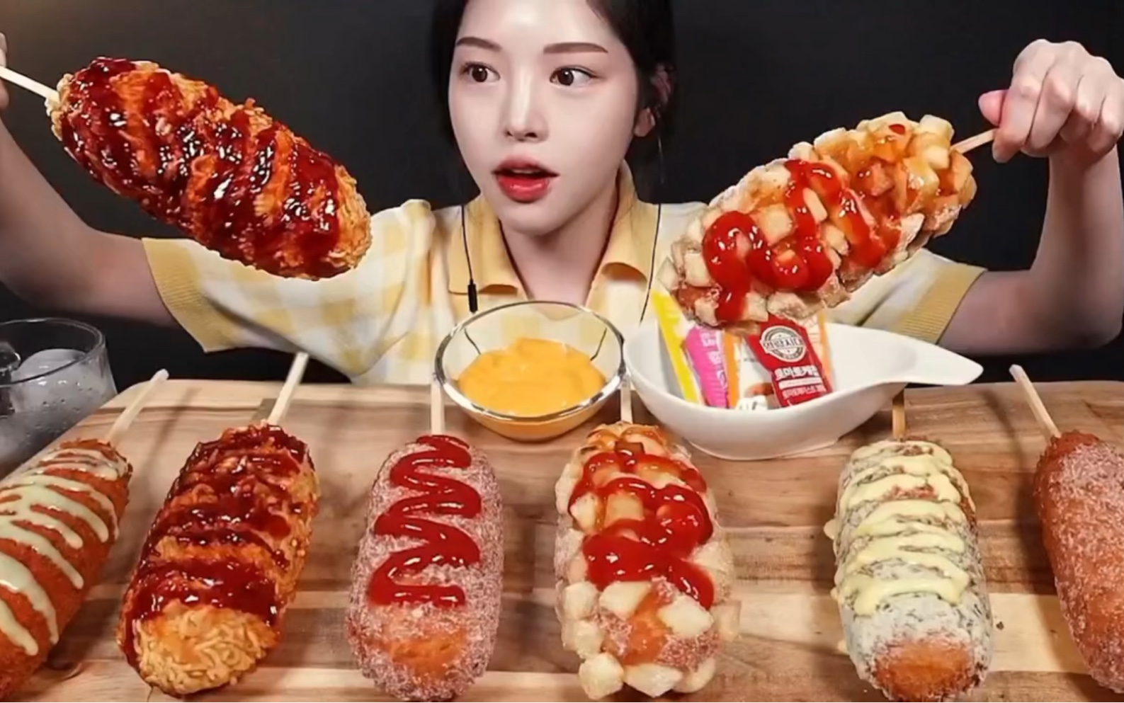 外网吃播 拉丝热狗棒