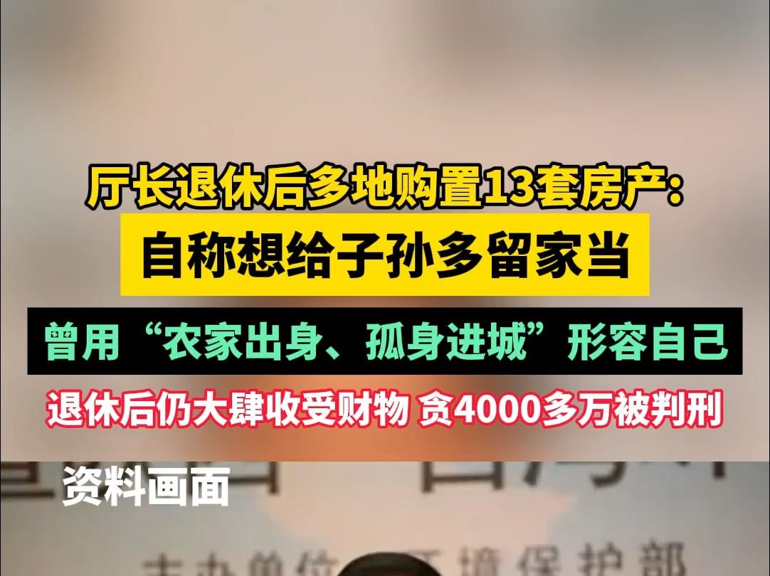 厅长退休后多地购置13套房产,自称想给子孙多留家当,退休后仍大肆收受财物 贪4000多万被判刑哔哩哔哩bilibili