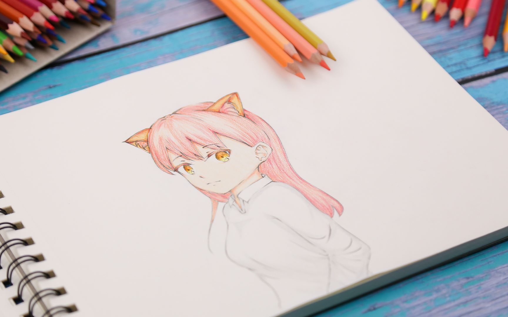 彩铅画个猫耳娘创作新秀奖