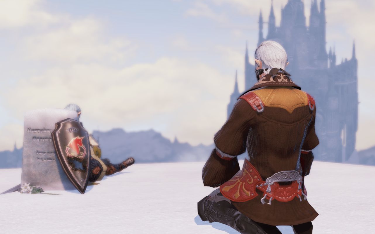 最终幻想14吟游诗人奥尔什方墓前弹奏《穿越时空的思念》片段_哔哩