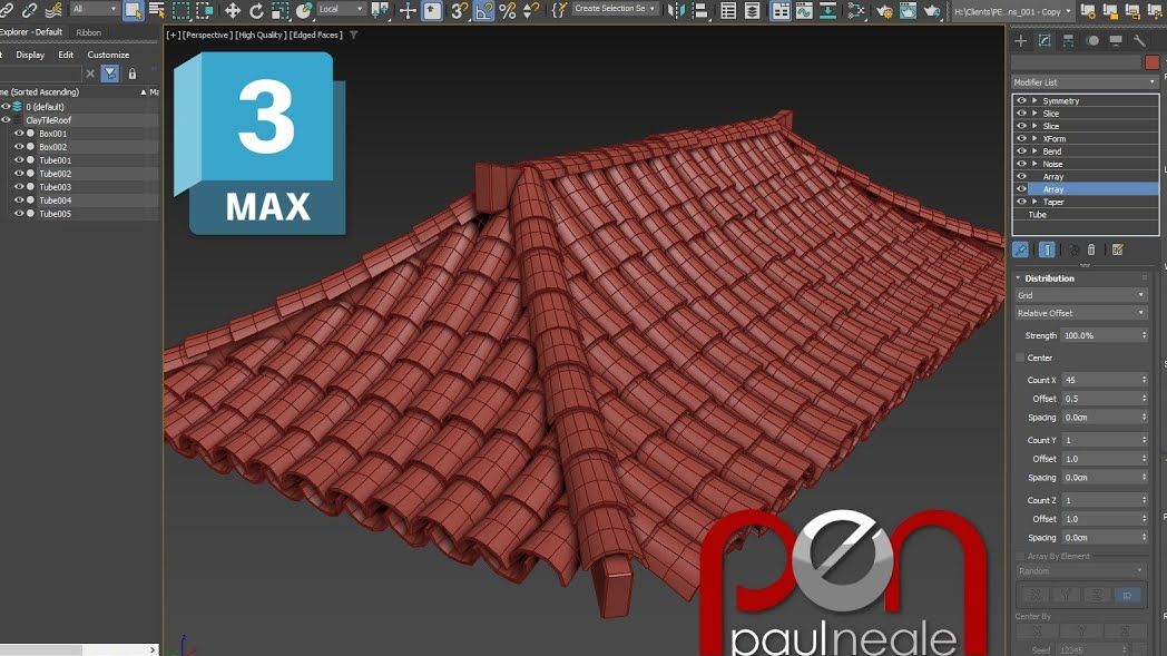 3ds Max 2024!制作程序粘土瓦屋顶 !哔哩哔哩bilibili