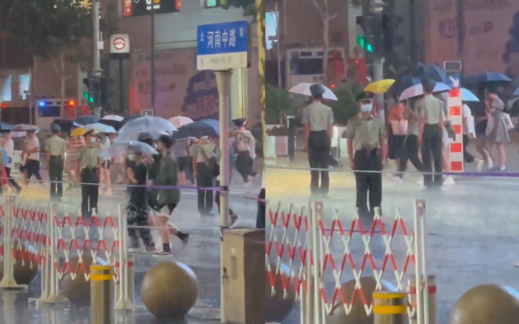 [图]武警战士风雨中站“人墙”，浑身湿透仍毫不动摇，画面让人心疼