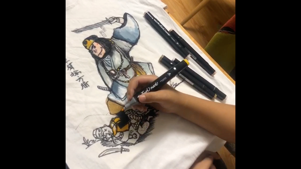 第一个作品,在体恤上画武松单臂擒方腊(求看完!