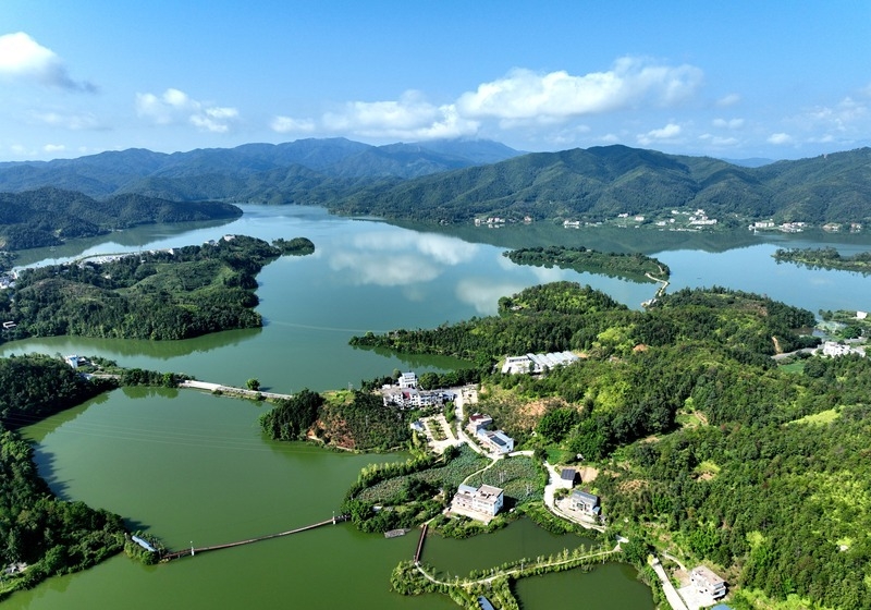 江西上犹:绿意环抱湖中小岛