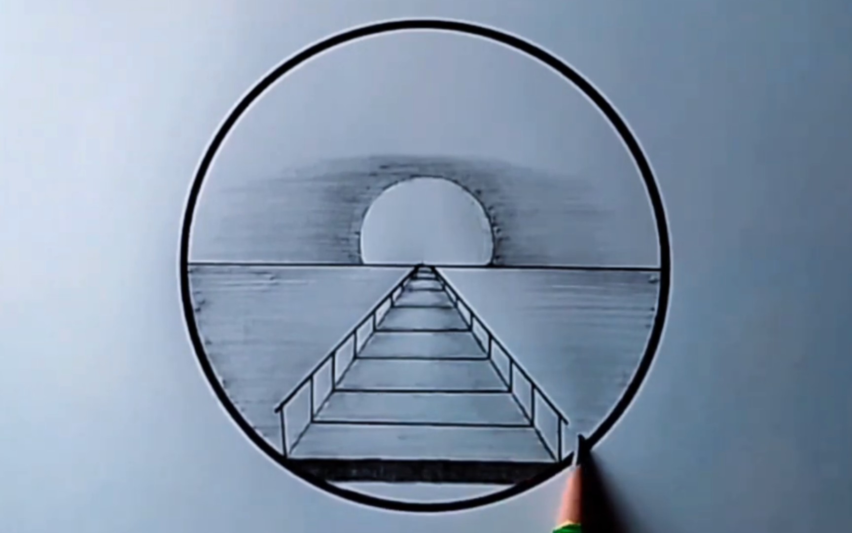 【手绘】海上栈道,通向天边