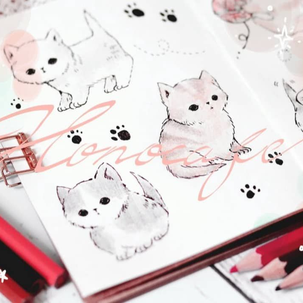 国内配送】 手描き イラスト ミニ色紙 猫 かわいい - trio-inc.jp
