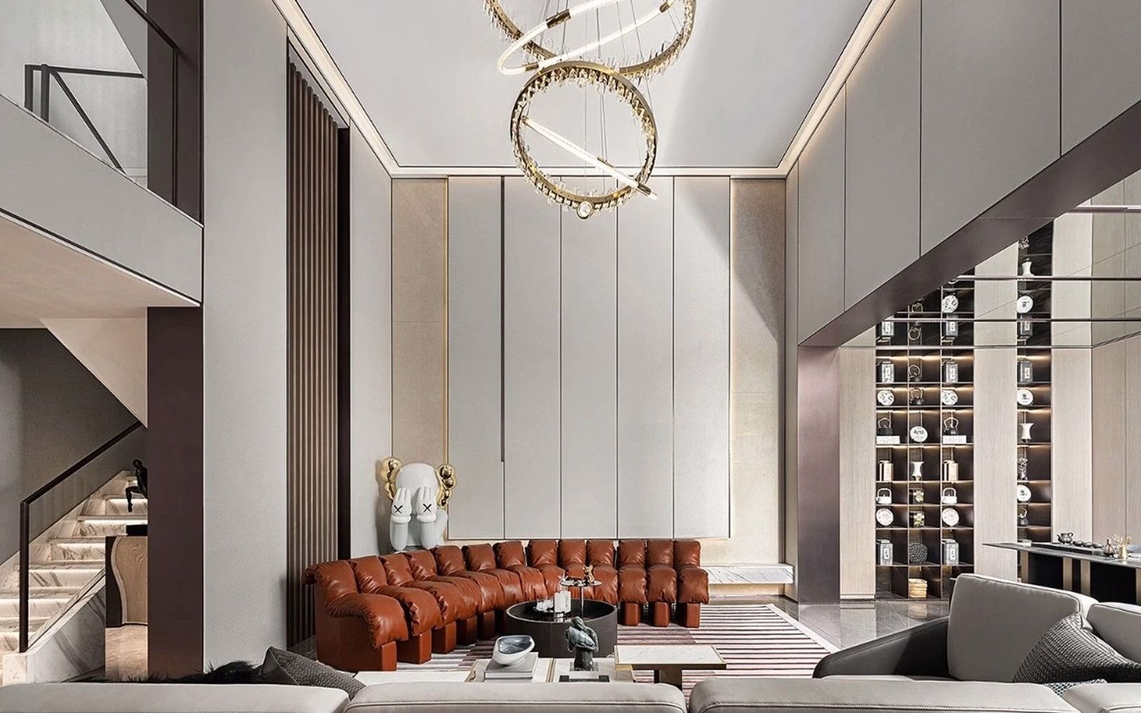 花艺软装设计风格 #别墅案例 别墅丨大研设计 400㎡现代叠墅,流兜的