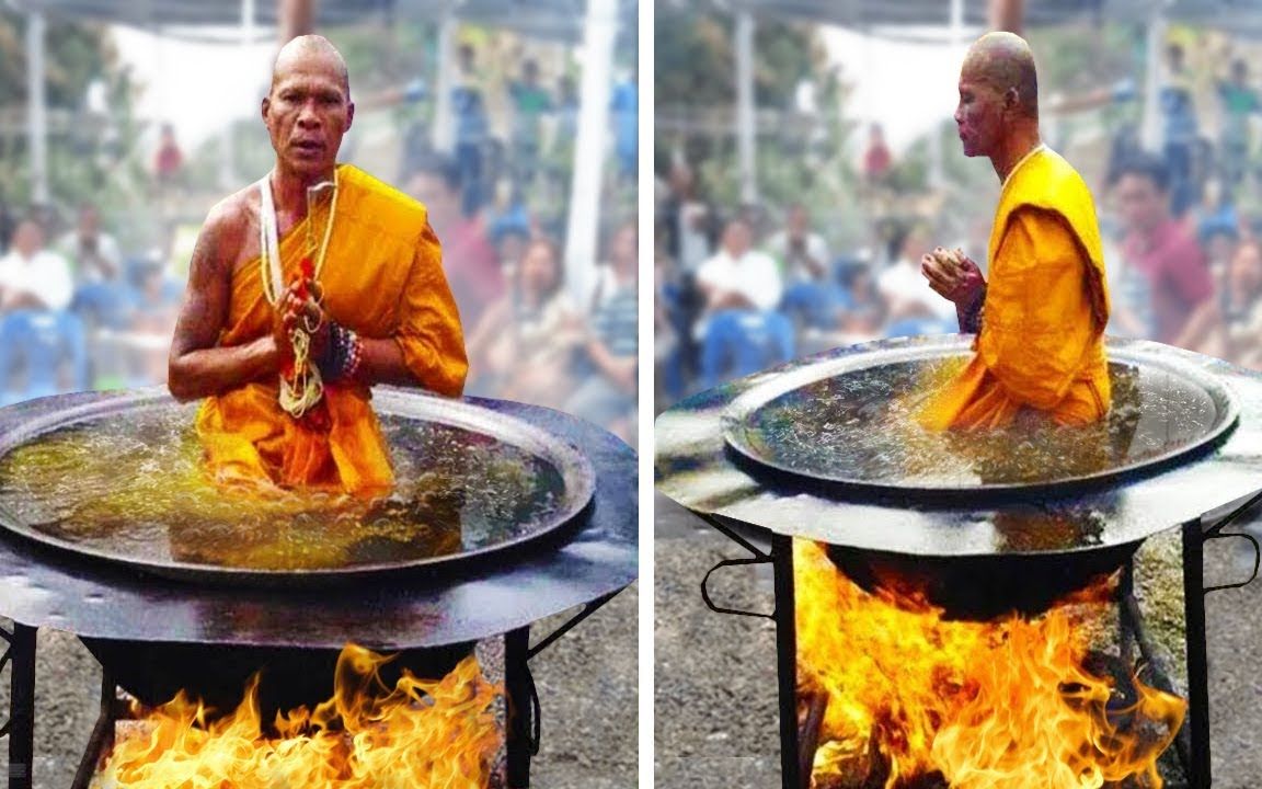 [图]天呐~这个僧人把自己放在油锅里炸居然还不死？！这是什么东方邪术？@油兔不二字幕组