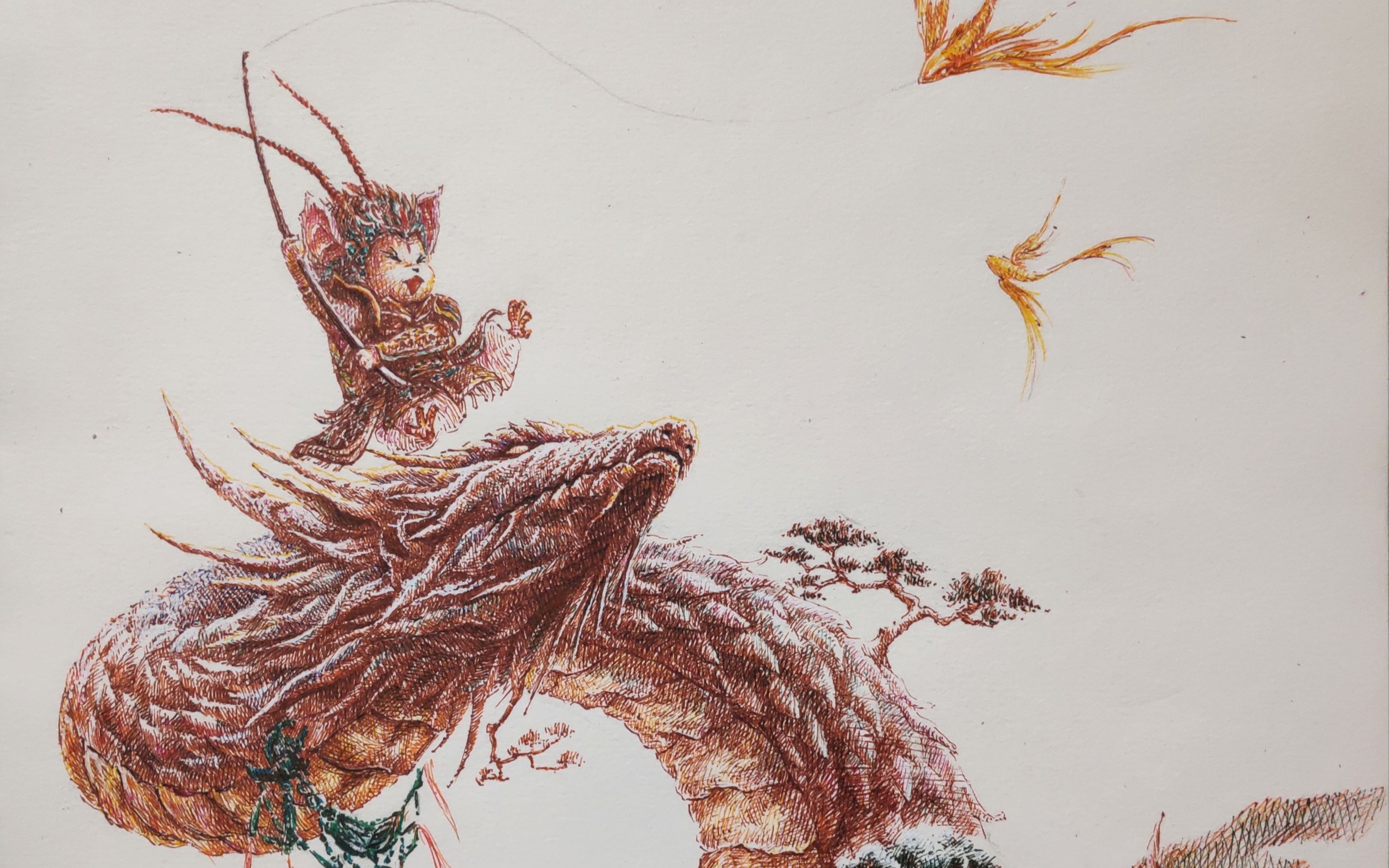 彩色针管笔:火鼠 (用针管笔画出杉泽老师的画)