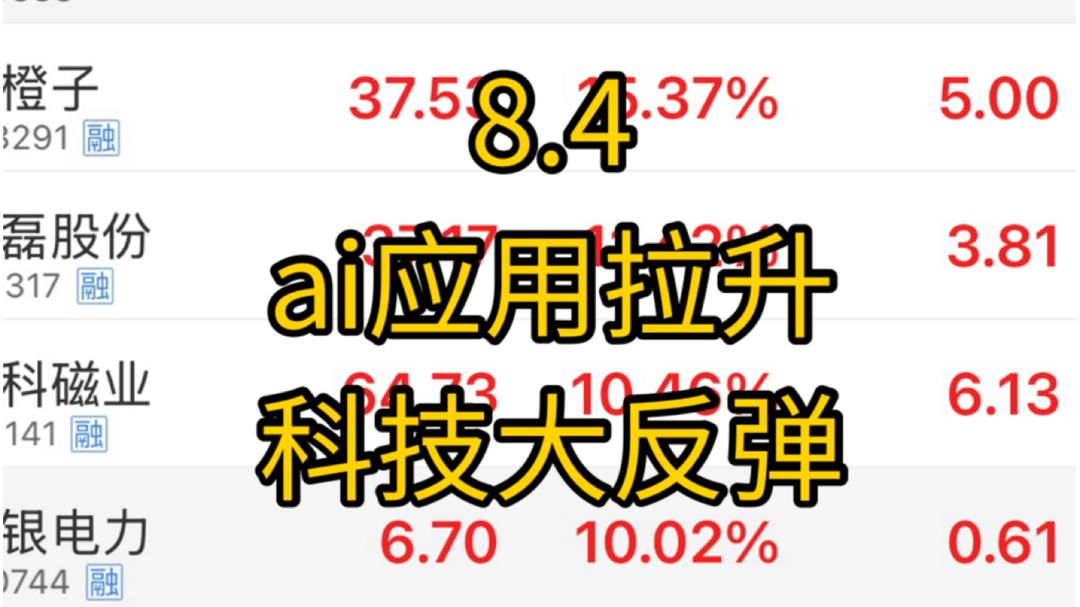 科技大反弹，龙头暴涨13%！不要冲动追高！底部震荡，保持理性，不然会被来回收割！非科技这里看核电和ai应用！