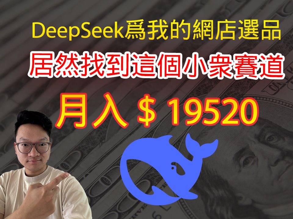 Deepseek为我的网店选品,居然找到了月入$19520的小众赛道哔哩哔哩bilibili