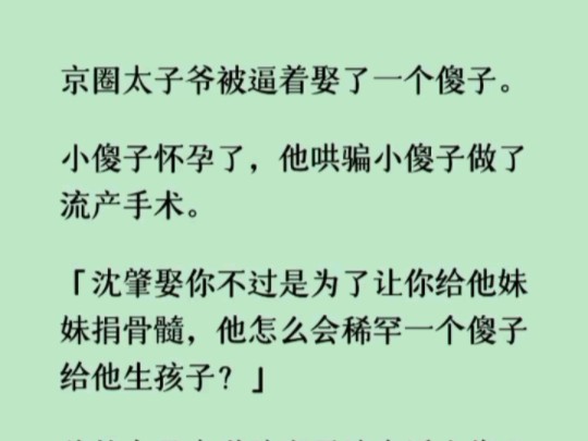 《何优小傻》小傻子怀孕了,他哄骗小傻子做了流产手术.「沈肇娶你不过是为了让你给他妹妹捐骨髓,他怎么会稀罕一个傻子给他生孩子?」哔哩哔哩...