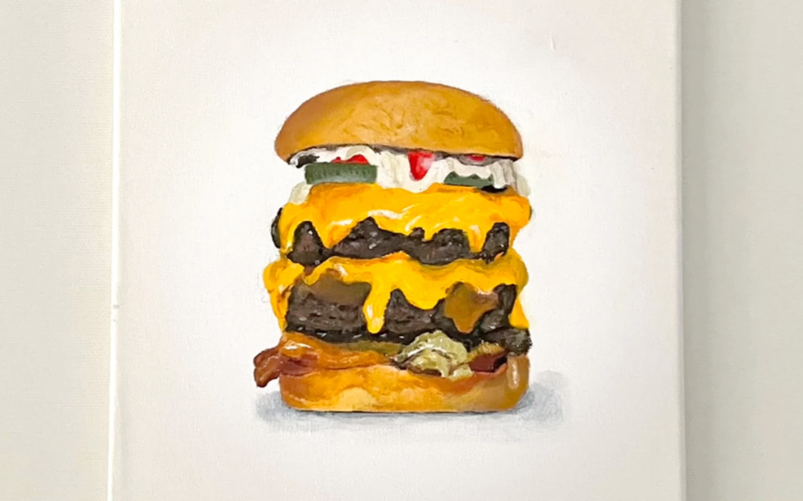 丙烯画黄油汉堡包