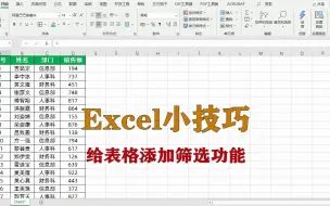 Download Video: excel小技巧：给表格添加筛选功能，升职加薪系列