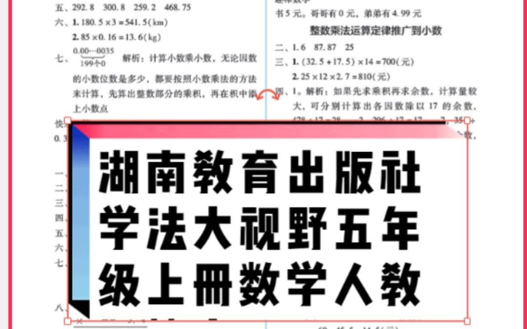 湖南教育出版社学法大视野五年级数学上册人教版答案哔哩哔哩bilibili