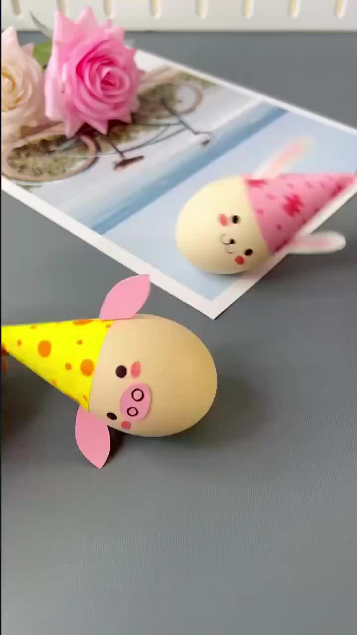 用鸡蛋壳给小朋友做个小动物不倒翁吧,超级好玩哦!