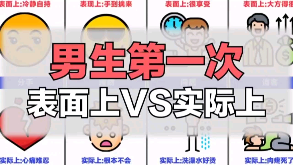 男生第一次:表面上vs实际上