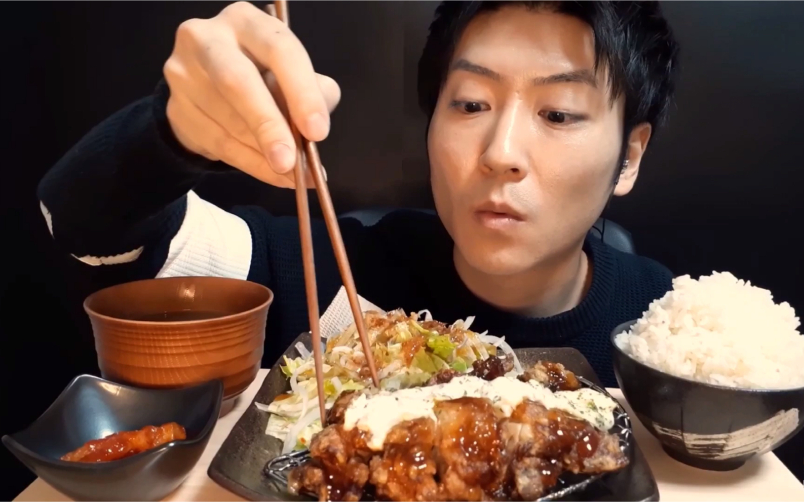 reijunior日本吃播蜜汁照烧鸡排定食套餐咀嚼音助眠无人说话