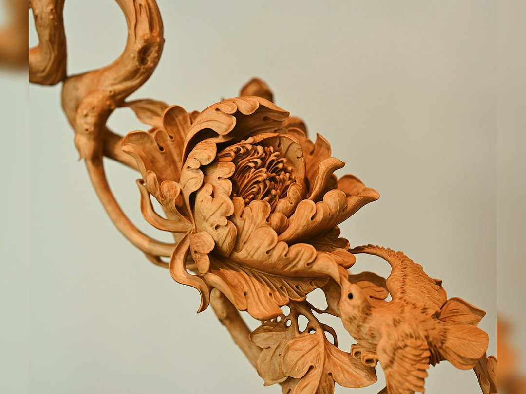 黄杨木"富贵有喜"摆件