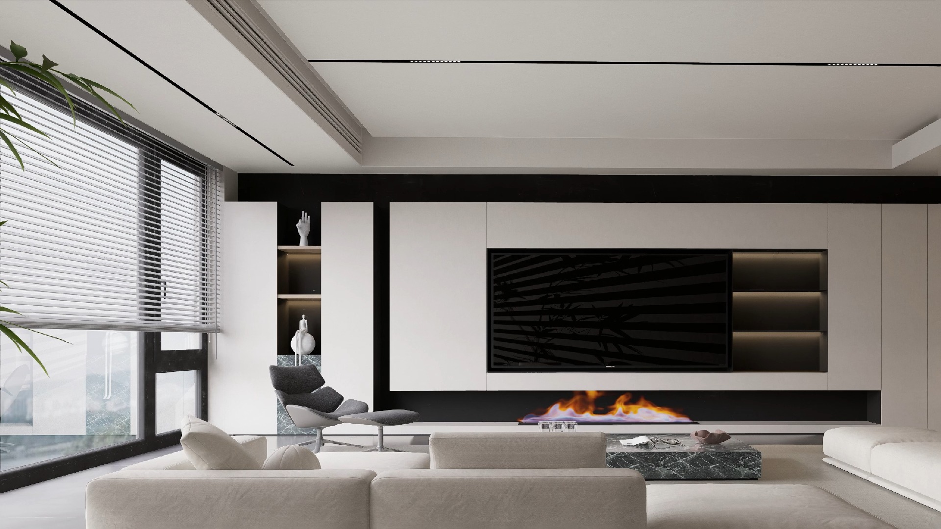 极简丨意试 120意试极简风客餐厅效果图表现