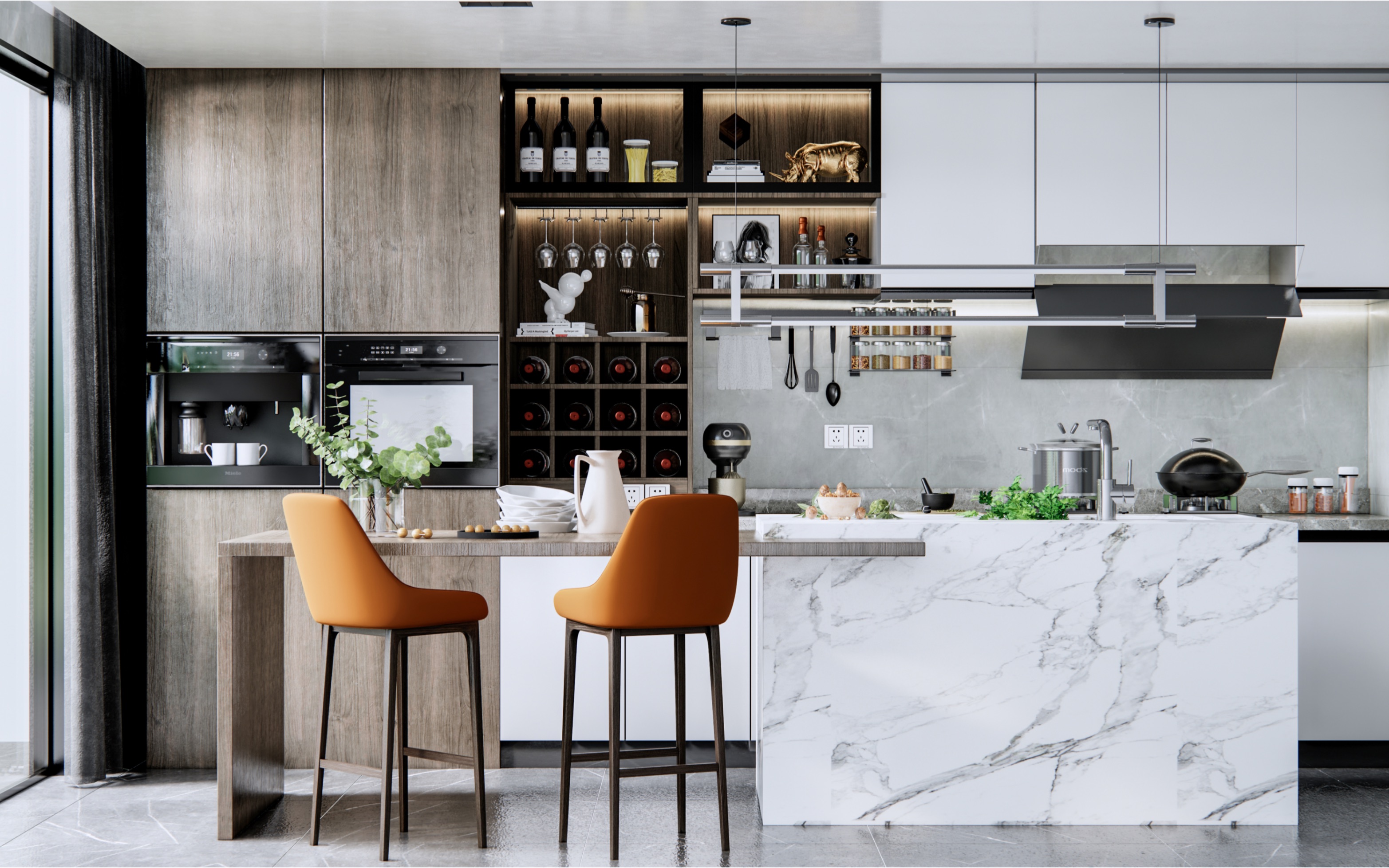 现代厨房渲染,enscape渲染教学,有需要报名的可以私信我哦