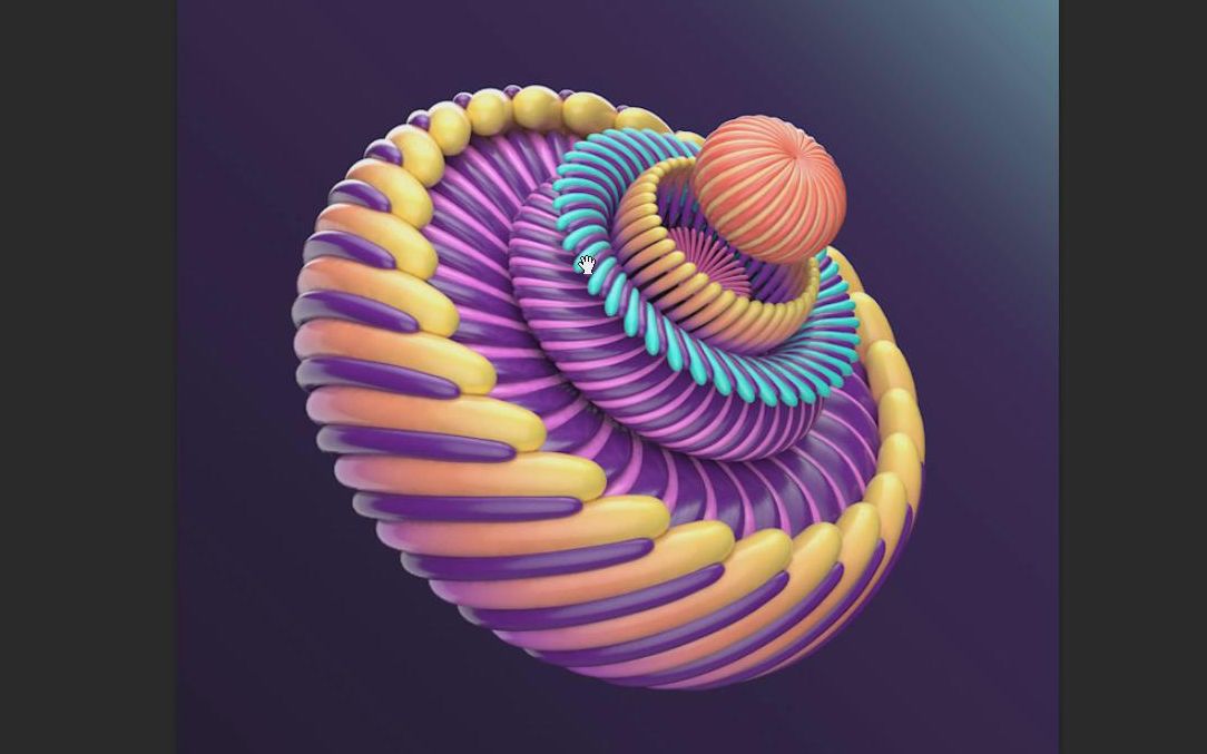 c4d2023教程 c4d运动图形克隆器小案例-糖果色的卷曲几何体案例讲解