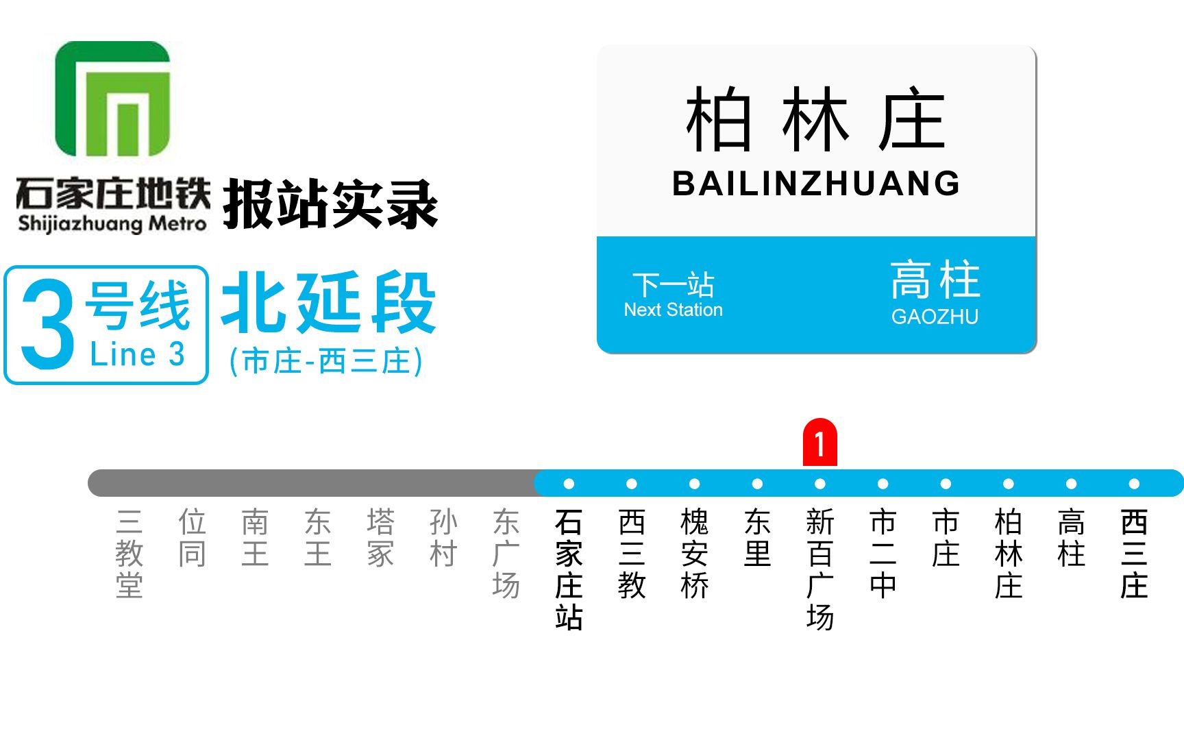 【车迷福利】【石家庄地铁】3号线北延段(市庄→西三庄)报站实录哔哩哔哩bilibili