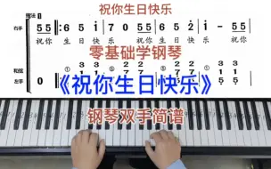 Download Video: 零基础学钢琴《祝你生日快乐》，钢琴双手弹奏，简谱教学。