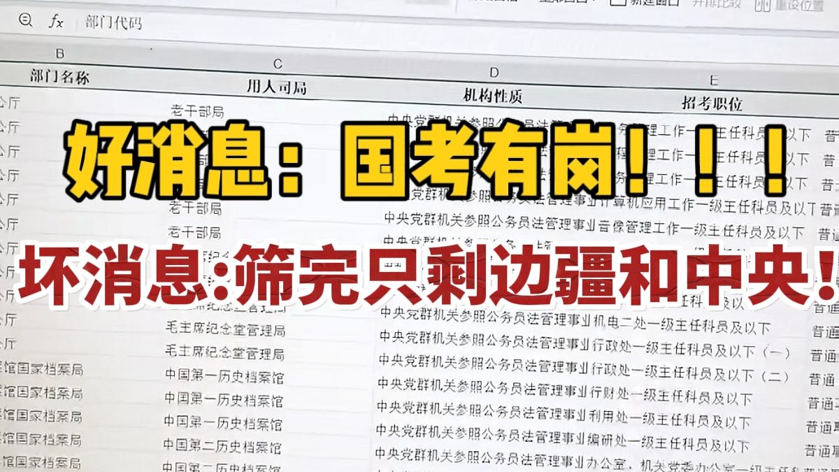又缩招！27 国考公告提前发布！本以为有岗，结果筛完只剩边疆和中央...怎么选适合自己的岗位啊！！