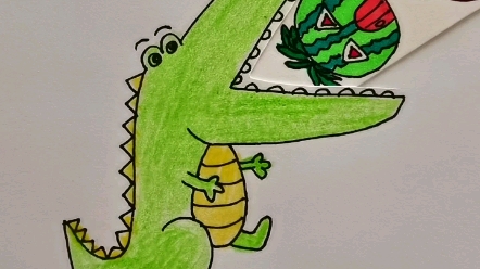 大嘴巴鳄鱼创意美术图片