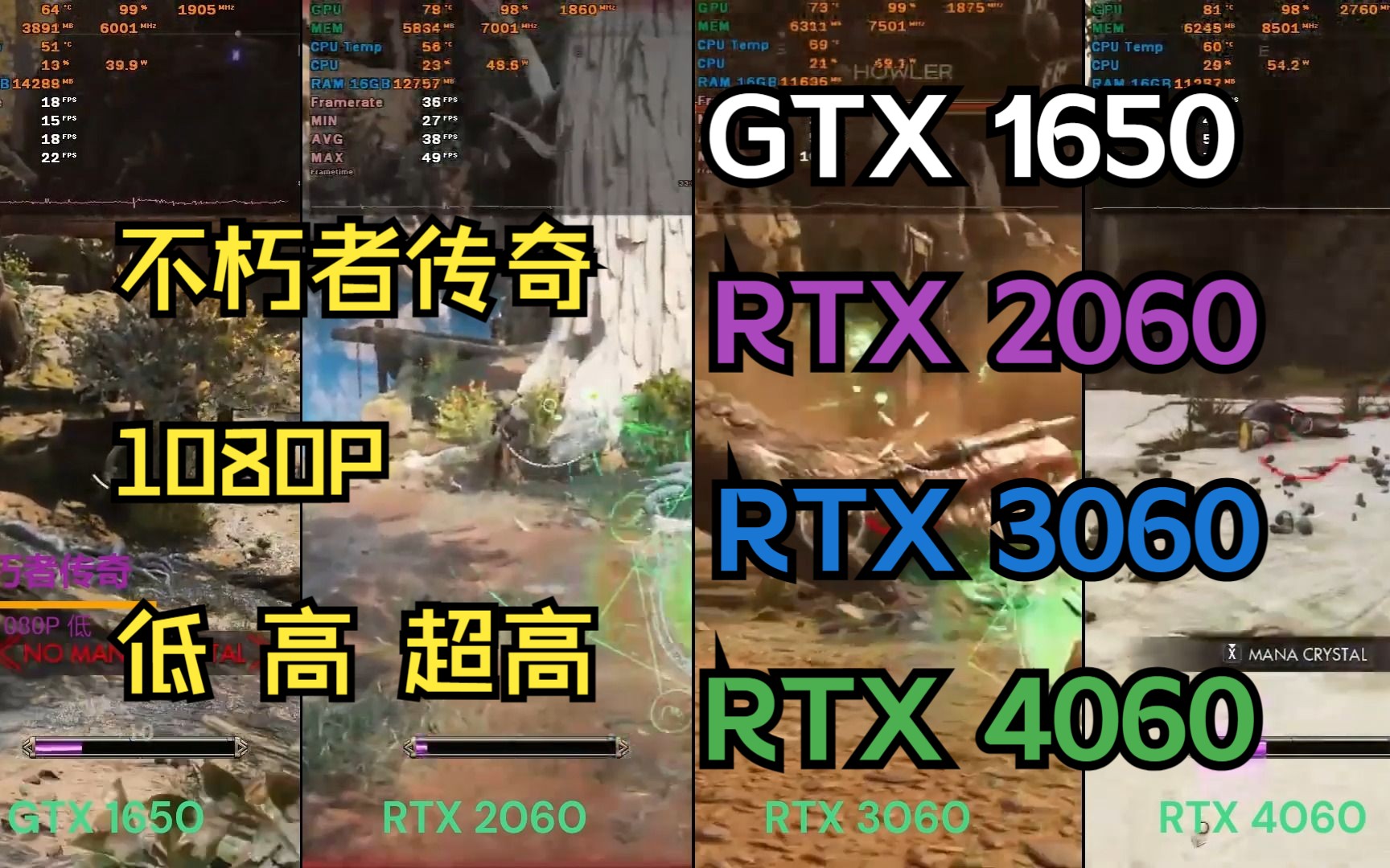 [图]不朽者传奇，GTX 1650 ,RTX 2060, RTX 3060, RTX 4060 ,不规则游戏