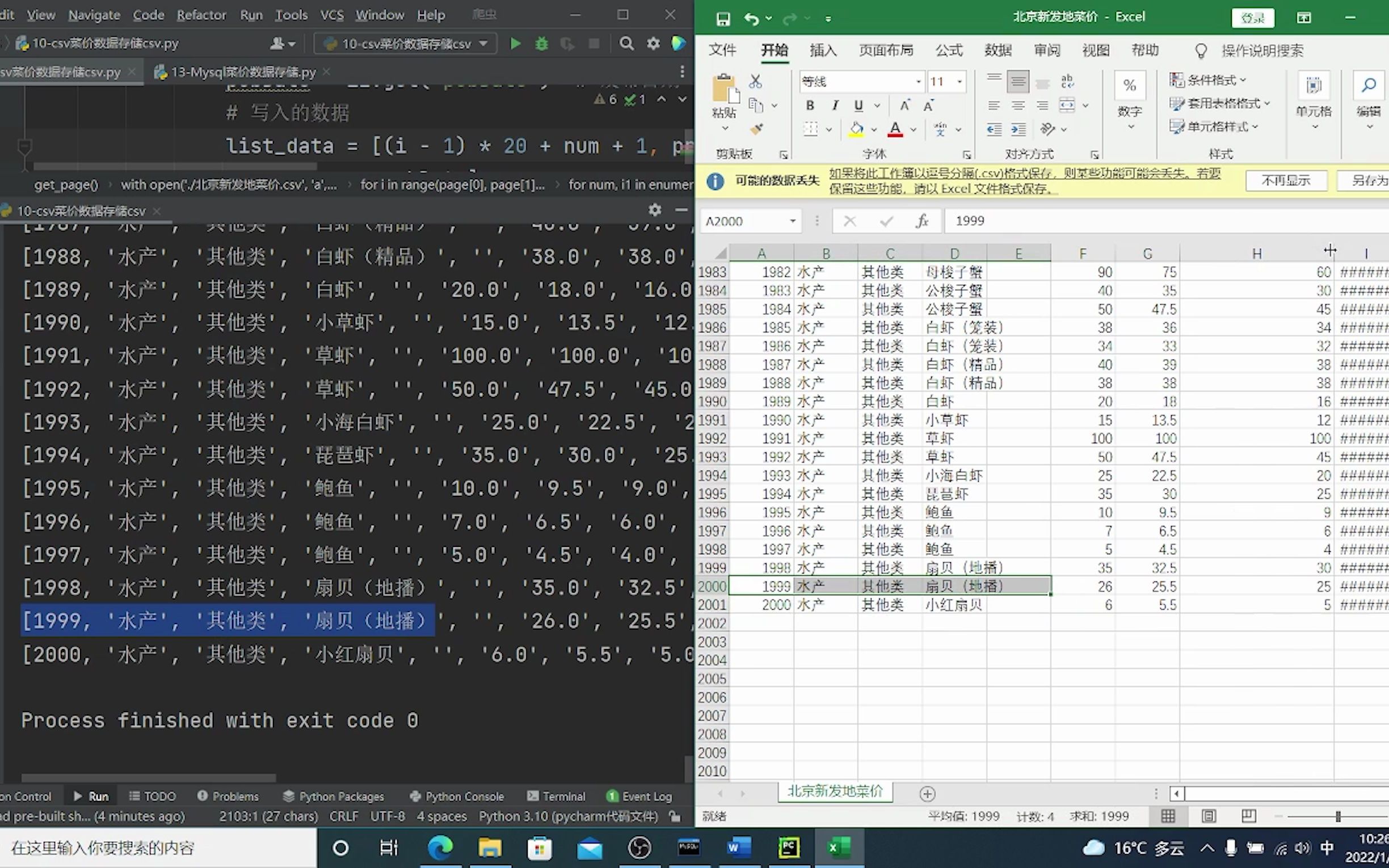 python爬虫获取北京新发地数据存储csv、mysql数据库哔哩哔哩bilibili