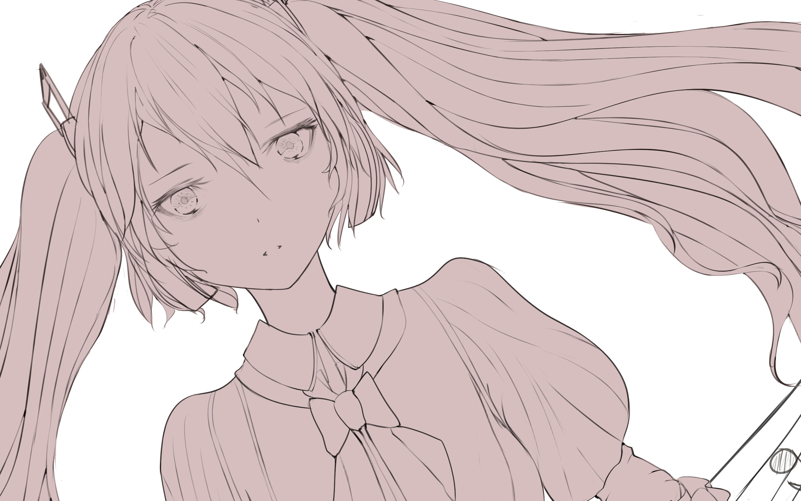 miku线稿过程【ps板绘】