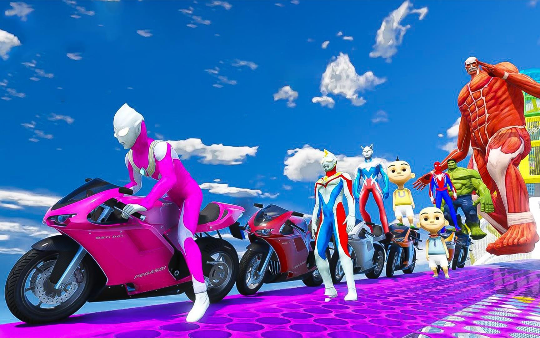 奥特曼的赛车比赛,这期的赛道太好玩了,能切换不同的交通工具!