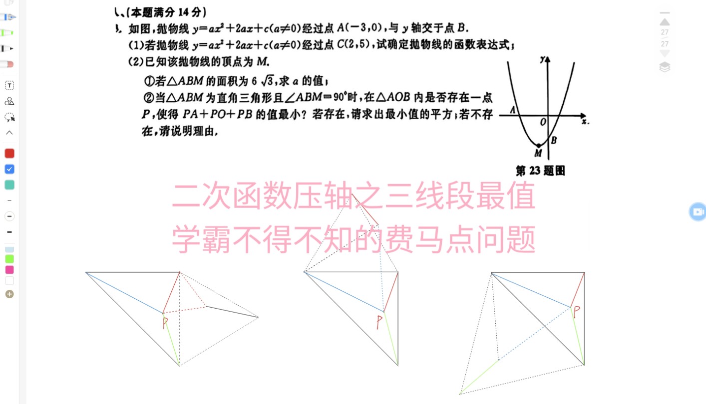 二次函数压轴之线段最值,费马点问题.(呕心沥血,值得一看)哔哩哔哩bilibili