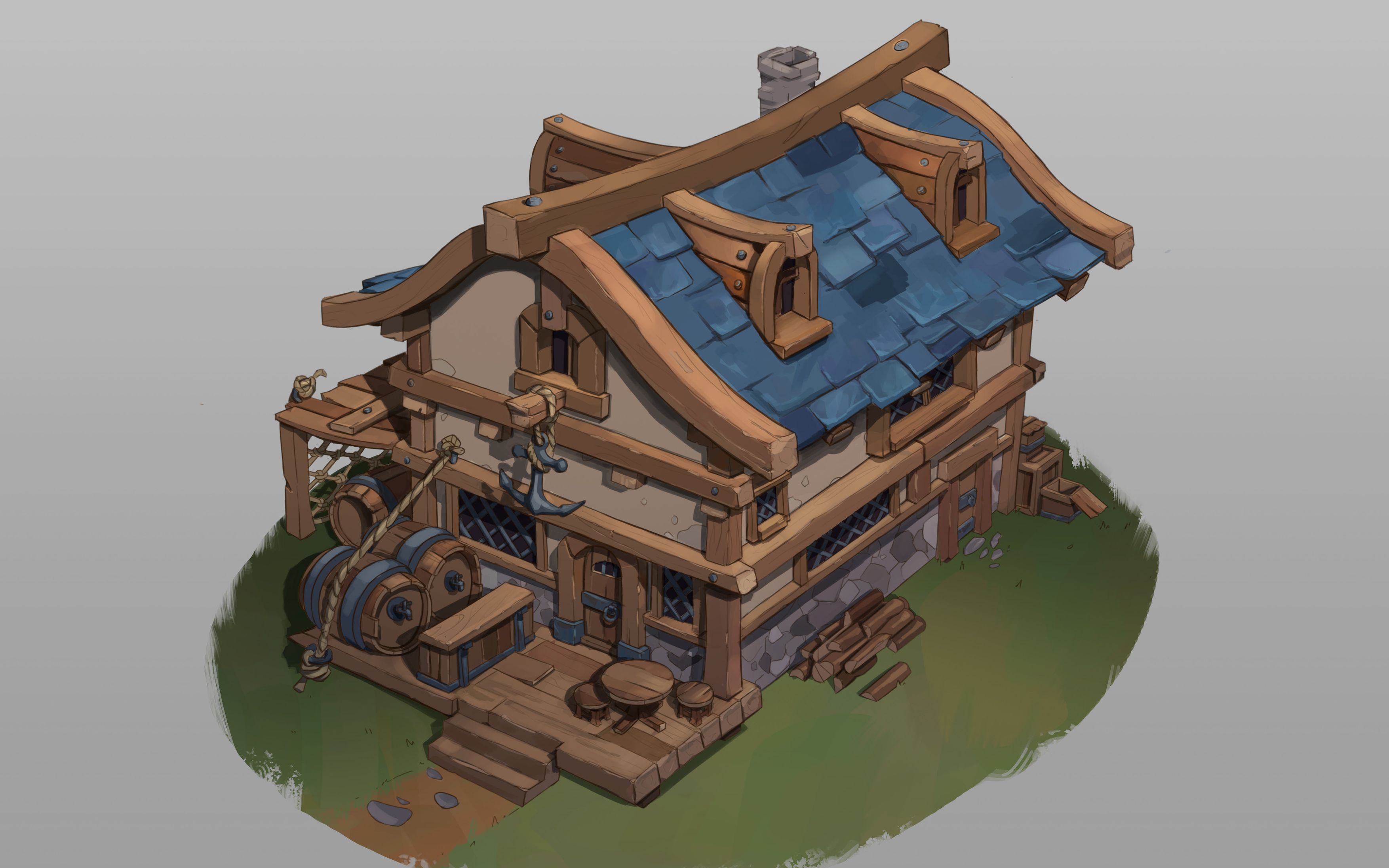 3dmax游戏建模:动漫卡通场"房子"模型建模技巧_哔哩哔哩_bilibili